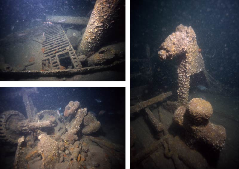 Selection of seabed remains of MV Witte Zee II